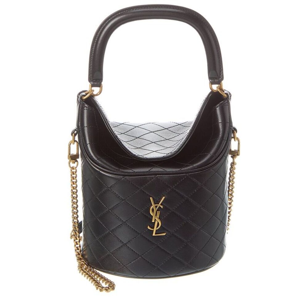Saint Laurent Gaby Leather Bucket Bag, Black